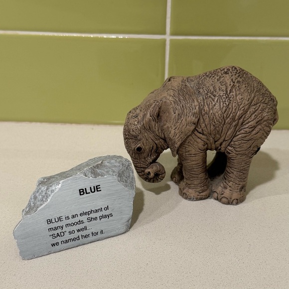 The Herd Other - Vintage Elephant Figurine “Blue” from “The Herd” Collection with Stone